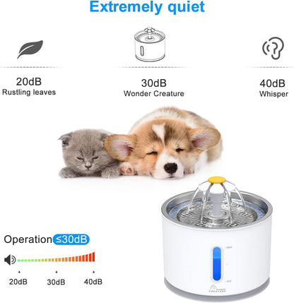 Wonder Creature Cat Water Fountain Stainless Steel Lid 81Oz/2.4L | Quiet Pet Fountain, LED Water Level Window, Multi-Layer Filter, Dishwasher-Safe Stainless Steel Lid for Cats and Dogs6