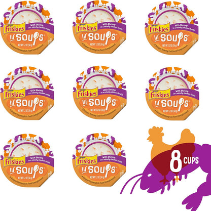 Purina Friskies Lil Soups Cat Food Topper, Shrimp, 8 Count, 1.2 Oz Cups | Grain-Free Lickable Recipe with Real Chicken in a Velvety Broth, No Fillers, Artificial Colors or Preservatives3