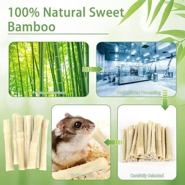 300G Sweet Bamboo Sticks for Rabbits, Bunny Chew Toys for Small Pets | Natural Bamboo Chews for Rabbits, Chinchillas, Guinea Pigs, Hamsters, Squirrels,And Small Animal Teeth Grinding3