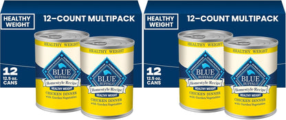 Blue Buffalo Homestyle Recipe Healthy Weight Chicken Dinner with Garden Vegetables Paté Natural Wet Dog Food, Made with Natural Ingredients, Vitamins & Minerals, 12.5-Oz. Can (12 Count)14