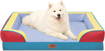 Comfort Expression Orthopedic Dog Bed for Extra Large Dogs with Bolster | Waterproof Dog Couch Bed with Washable Cover & Non-Slip Bottom, Supportive Egg Crate Foam XL Pet Bed, 42X30 Inch158