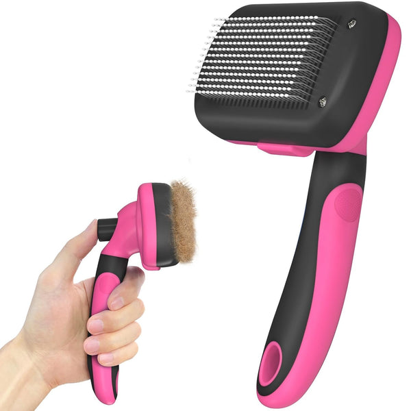 Dipoo Self Cleaning Shedding Brush - Skin Friendly Grooming Tool for Dogs, Cats, and Puppies, Deshedding and Hair Removal for Long and Short Haired Pets, Black9