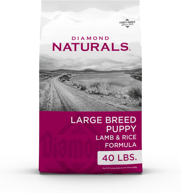 Diamond Naturals Large Breed Puppy Dry Dog Food, Lamb & Rice, 40Lb | Puppy, Adult & Senior Dogs | Nutrient Levels to Fuel Larger Growing Bodies | DHA for Proper Brain & Vision Development1
