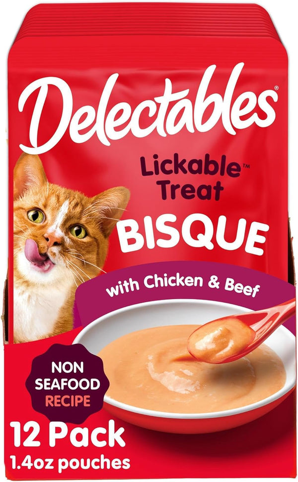 Delectables Bisque Non-Seafood Lickable Wet Cat Treats, Variety Pack, 12 Count (Pack of 1)5