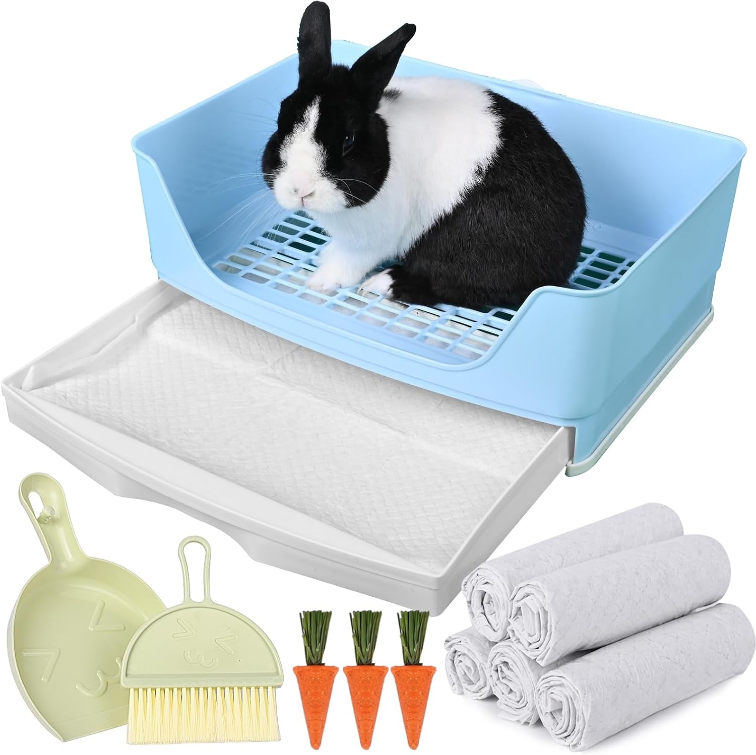 large-rabbit-litter-box-bunny-potty-training-corner-litter-pan-with-drawer-comes-with-liners-rabbit-pee-pads-small-animal-bedding-toilet-for-adult-guinea-pig-ferret-hamster-bunnies