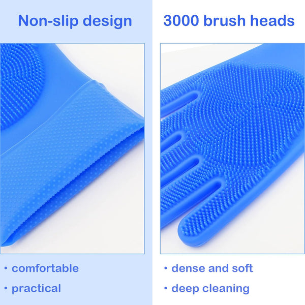 Silicone Pet Grooming Gloves Dog Washing Gloves for Bathing Massaging | 3,000 Soft Bristles, Non-Slip & Extended Sleeves, Heat Resistant & Dishwasher Safe, for Cats and Dogs, Home/Car Cleaning4