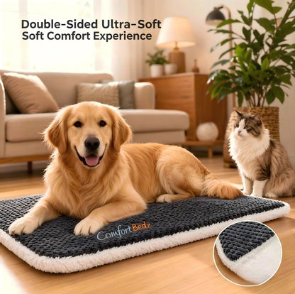 Orthopedic Dog and Cat Bed, Plush Calming Pet Mat, Gray, for Small Dogs and Cats 50 Cm2