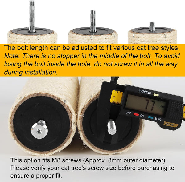 6.8Cm 2.7In Diameter Cat Tree Scratching Post Replacement Sisal (2Posts*30Cm/11.81In, M8)5