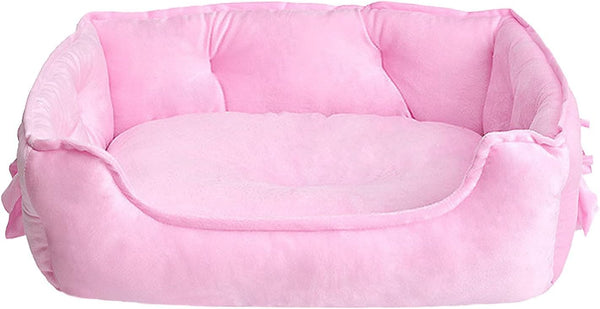 Cute Princess Dog Bed Pink Puppy Bed for Small Dogs Breathable Cat Couch Bowknot Pet Cushion Comfortable Kitten Nest Girl Doggy Sofa, Waterproof Bottom (Pink)1