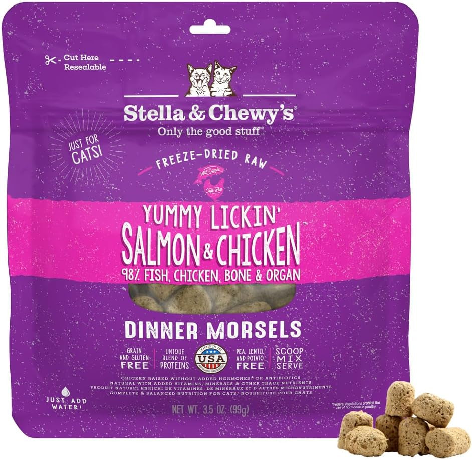 stella-chewys-freeze-dried-raw-cat-dinner-morsels-premium-chicken-recipe-with-98-cage-free-meat-organs-natural-grain-free-cat-kitten-food-made-in-usa-3-5-oz