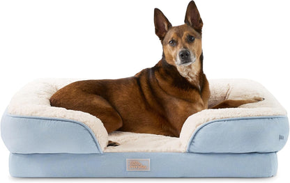 Town & Country Everyday Cuddletown Comfy Solid Bolster Sofa Pet Bed, Supportive & Calming Egg Crate Foam, Non-Slip Bottom, Machine Washable Cover, Grey, Medium 28"X23"X8"19