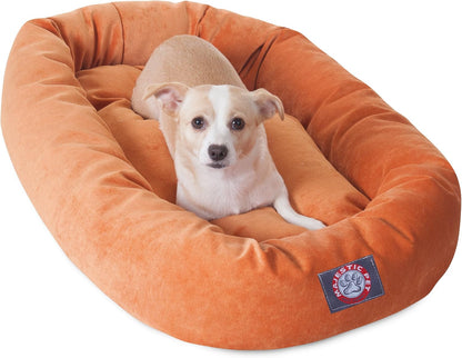 Majestic Pet 40 Inch Micro Velvet Calming Dog Bed Washable – Cozy Soft round Dog Bed with Spine for Head Support - Fluffy Donut Dog Bed 40X29X9 (Inch) – round Pet Bed Large – Pearl40