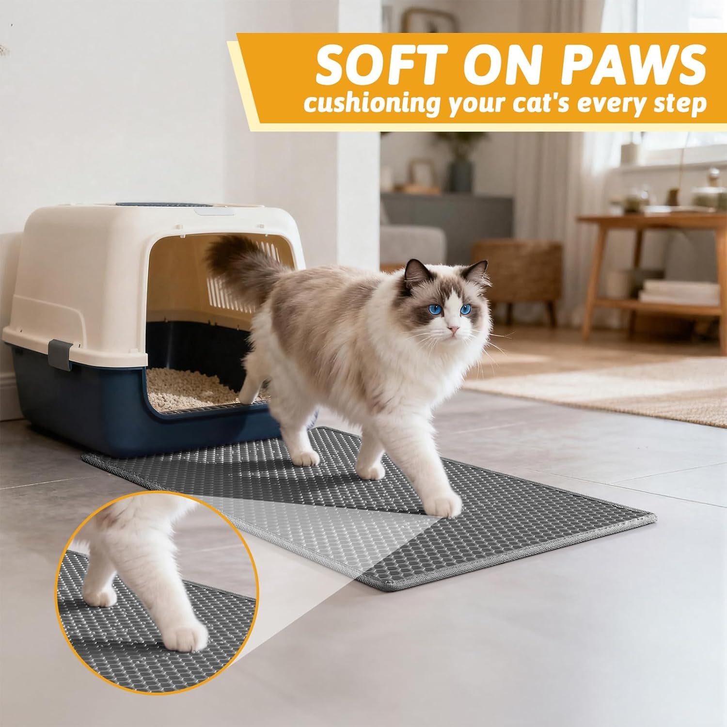pieviev-cat-litter-mat-double-layer-waterproof-urine-proof-trapping-mat-1-pack-gray-24x15-inch-pack-of-1-honeycomb-design-catches-scattered-particles-to-stop-tracking-urineproof-base-protects-floors-easy-to-clean