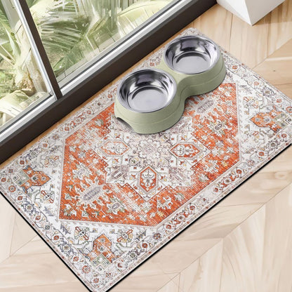 Dog Food Mats for Floors Absorbent, Pet Cat Food Mat - Non Slip Dog Bowl Mats for Food and Water, Eco-Friendly Boho Dog Placemats Feeding Mat Pet Supplies8