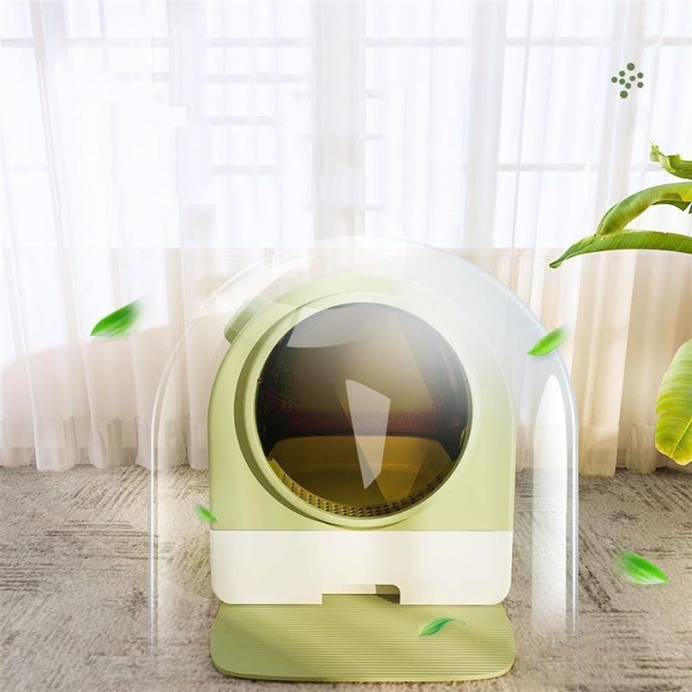 pet-supplies-enclosed-cat-litter-box-with-lid-scoop-splash-proof-large-pan-easy-cleangreen
