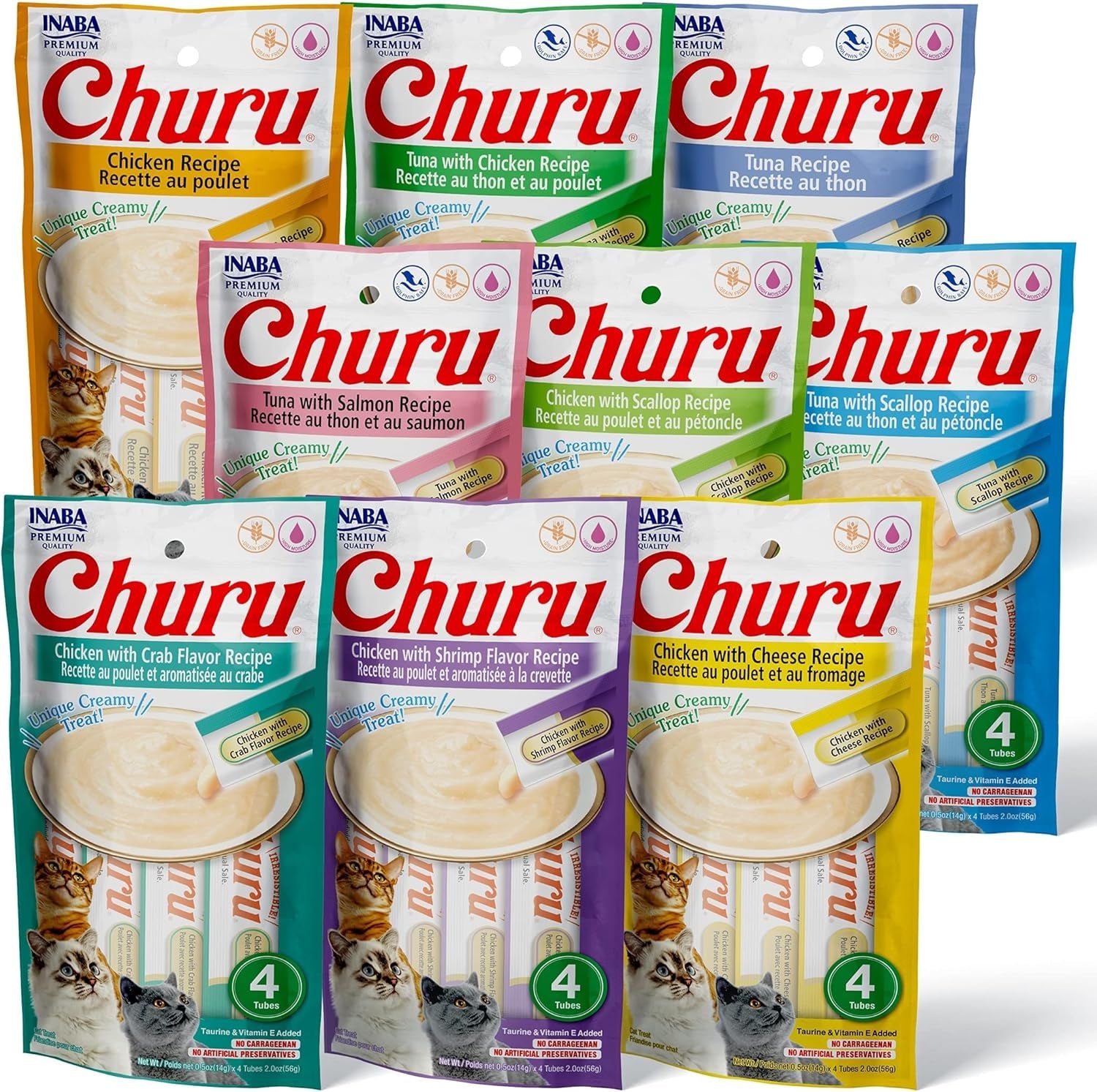 inaba-churu-cat-treats-grain-free-lickable-squeezable-creamy-puree-cat-treat-topper-with-vitamin-e-taurine-0-5-ounces-each-tube-36-tubes-4-per-pack-9-flavor-variety
