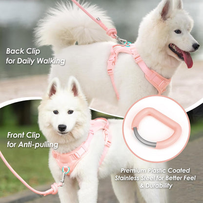 No Pull Dog Harness, Puppy Vest with Front Clip for Small Medium Large Sized Dog(Light Pink,L)3