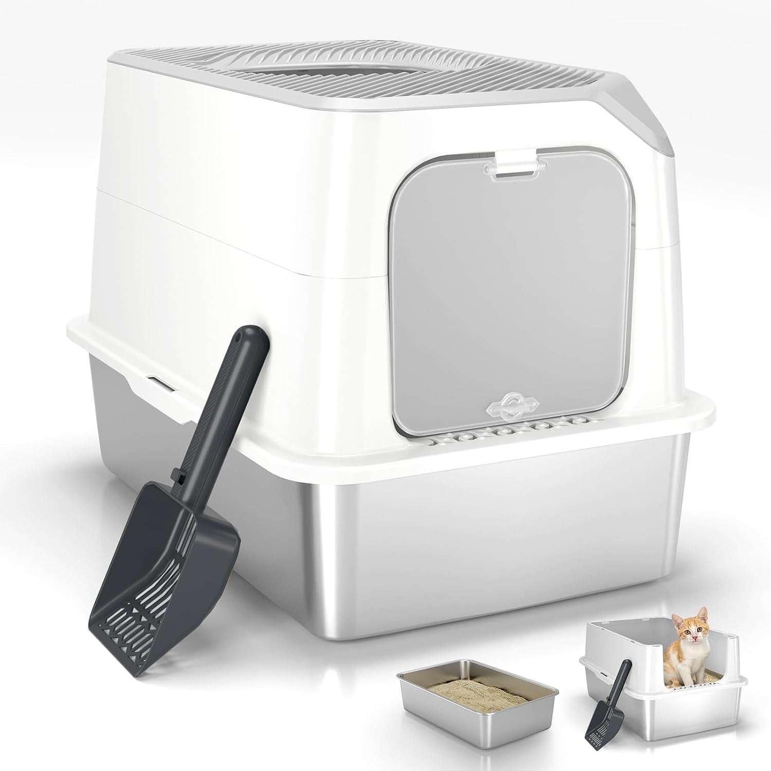 stainless-steel-cat-litter-box-11-8-high-sides-for-litter-scatter-urine-spray-control-easy-to-clean-non-stick-litter-pan-low-entry-for-kittens-small-cats-compact-space-saving-design