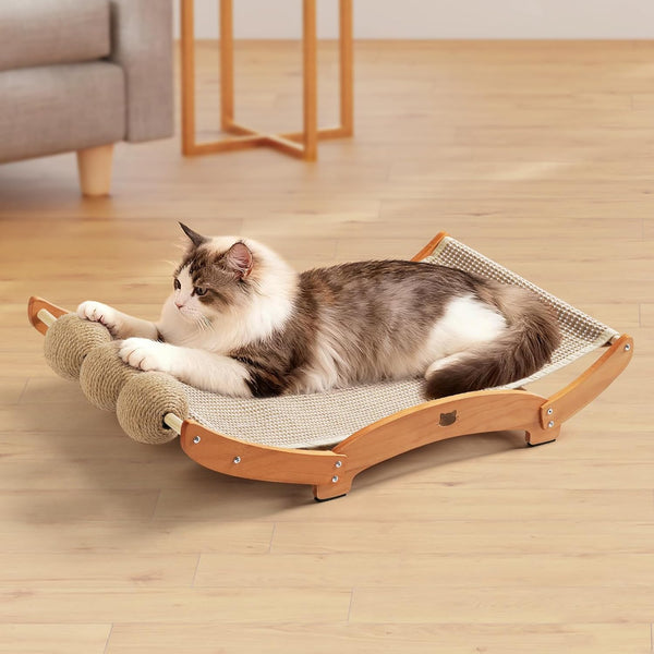 3 in 1 Sisal Cat Scratcher Bed, Solid Pine Cat Scratcher with Balls,Natural | Extra Large Cat Scratching Post with Hammock, Cat Scratcher for Scratch & Play & Rest, Cat Furniture for Indoor Cats, Kitten8