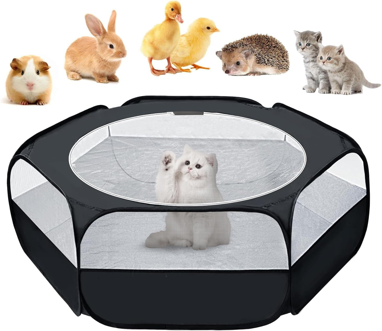 uwe-small-animal-playpen-waterproof-foldable-pet-playpen-black-anti-escape-exercise-pet-tent-bite-resistant-breathable-mesh-leakproof-base-easy-fold-storage-indoor-outdoor-for-pets