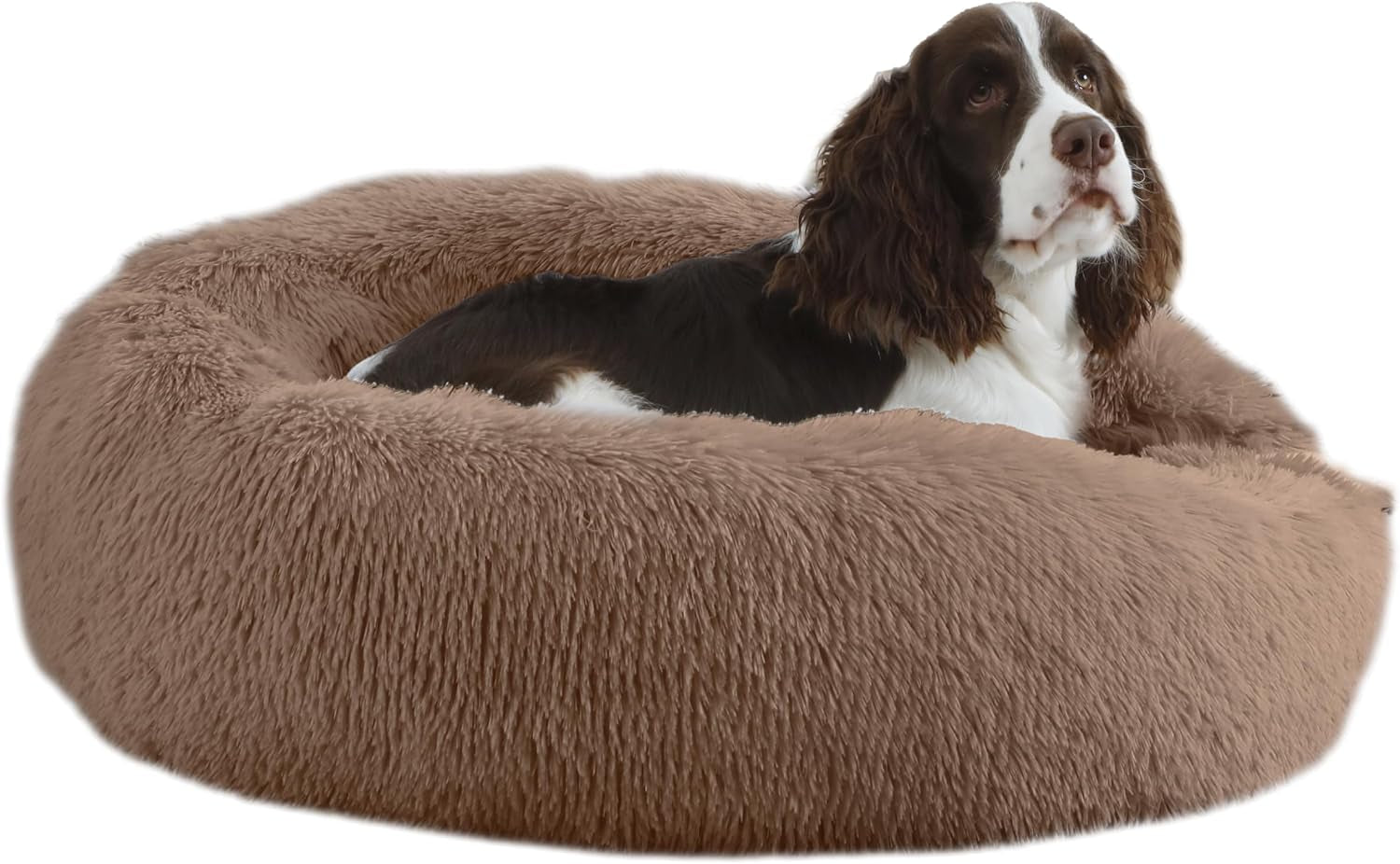 bunlitent-39-inch-calming-dog-bed-donut-dog-bed-for-large-sized-dog-grey-plush-anti-anxiety-donut-shape-warming-cozy-round-cuddler-nest-soft-cute-marshmallow-cuddler-nest-pet-bed