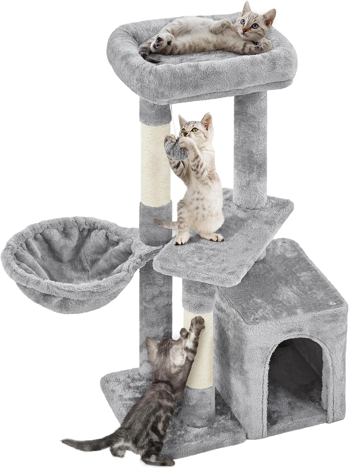 yaheetech-34-5in-scratching-post-cat-scratchers-for-indoor-cats-and-kittens-multifunctional-activity-post-w-sisal-rope-dangling-ball-large-condo-dark-gray