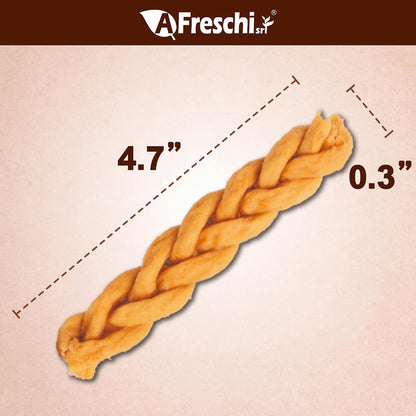 Afreschi Turkey Tendons Dog Treats, Braided Sticks, 3.5 Oz | Rawhide-Free Puppy Chews2