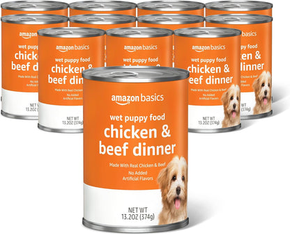 Amazon Basics Chopped Ground Dinner Wet Dog Food Variety Pack, Filet Mignon Flavor and with Beef, Made with Natural Ingredients, 13.2Oz Cans (Pack of 12)8