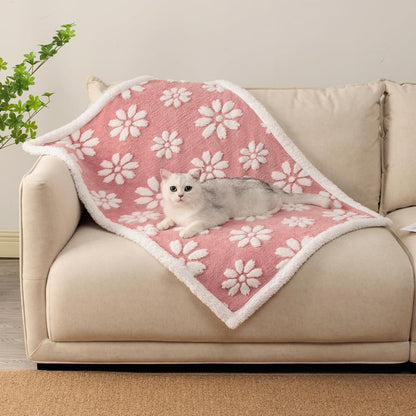 Cute Waterproof Blanket for Dog Cat or Adult, 50"X60", Pink | 3D Textured Flower Pet Blanket for Bed Couch Sofa, Soft Liquid Pee Proof Pet Furniture Protector15