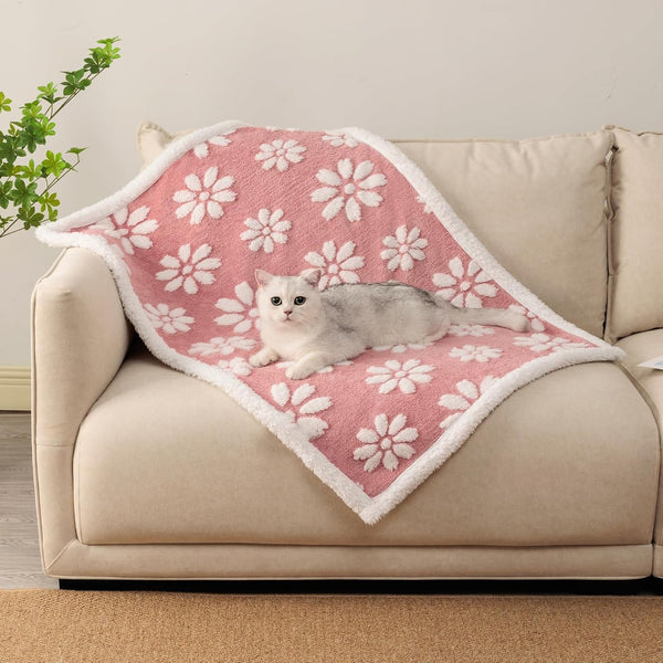 Cute Waterproof Blanket for Dog Cat or Adult, 50"X60", Pink | 3D Textured Flower Pet Blanket for Bed Couch Sofa, Soft Liquid Pee Proof Pet Furniture Protector15
