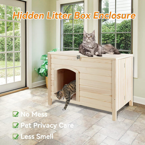 Petsfit Folding Litter Box Enclosure, No Tools Required for Assembly, Cat Litter Box Furniture Hidden, Fit Most of Litter Box, Dog House Cat House, 30" L×21" W×24.5" H6