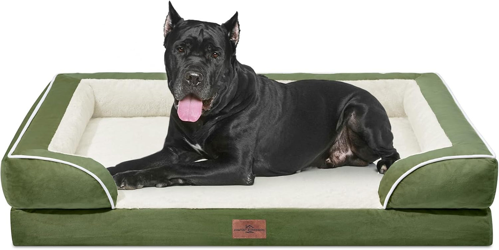 comfort-expression-orthopedic-dog-bed-for-extra-large-dogs-with-bolster-waterproof-dog-couch-bed-with-washable-cover-non-slip-bottom-supportive-egg-crate-foam-xl-pet-bed-42x30-inch