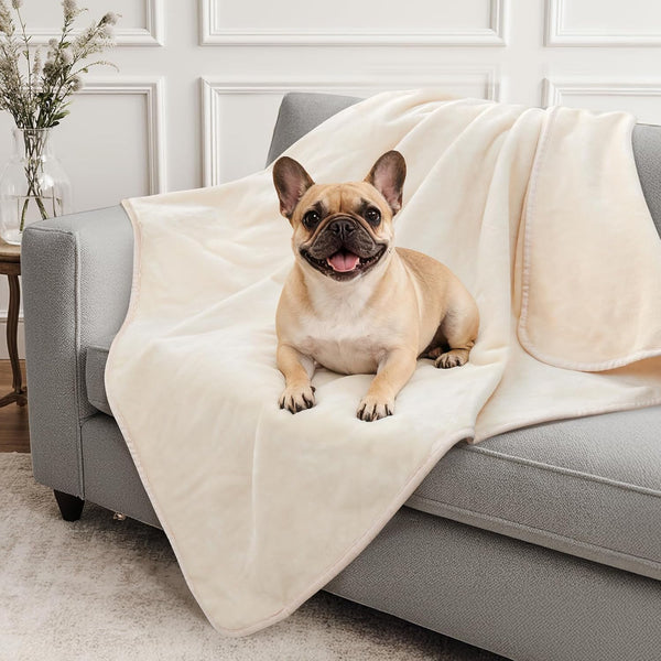 LOOBANI Waterproof Blanket for Bed, Soft Flannel Twin Bed Blanket 60" X 80" | Dog Pet Blankets for Large Dogs, Reversible Spill-Proof Throw for Couch Cover, Movie Time, Camping, Travel, Noise Free, Grey22