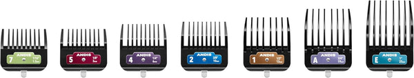 Andis 562014 Premium Clip Animal Comb Set – Built with Plastic, Includes 7 Color Coded Combs of Different Sizes, Metal Clip to Attach Comb - Fits Ultra Edge & Ceramic Edge Blades, Multicolor3