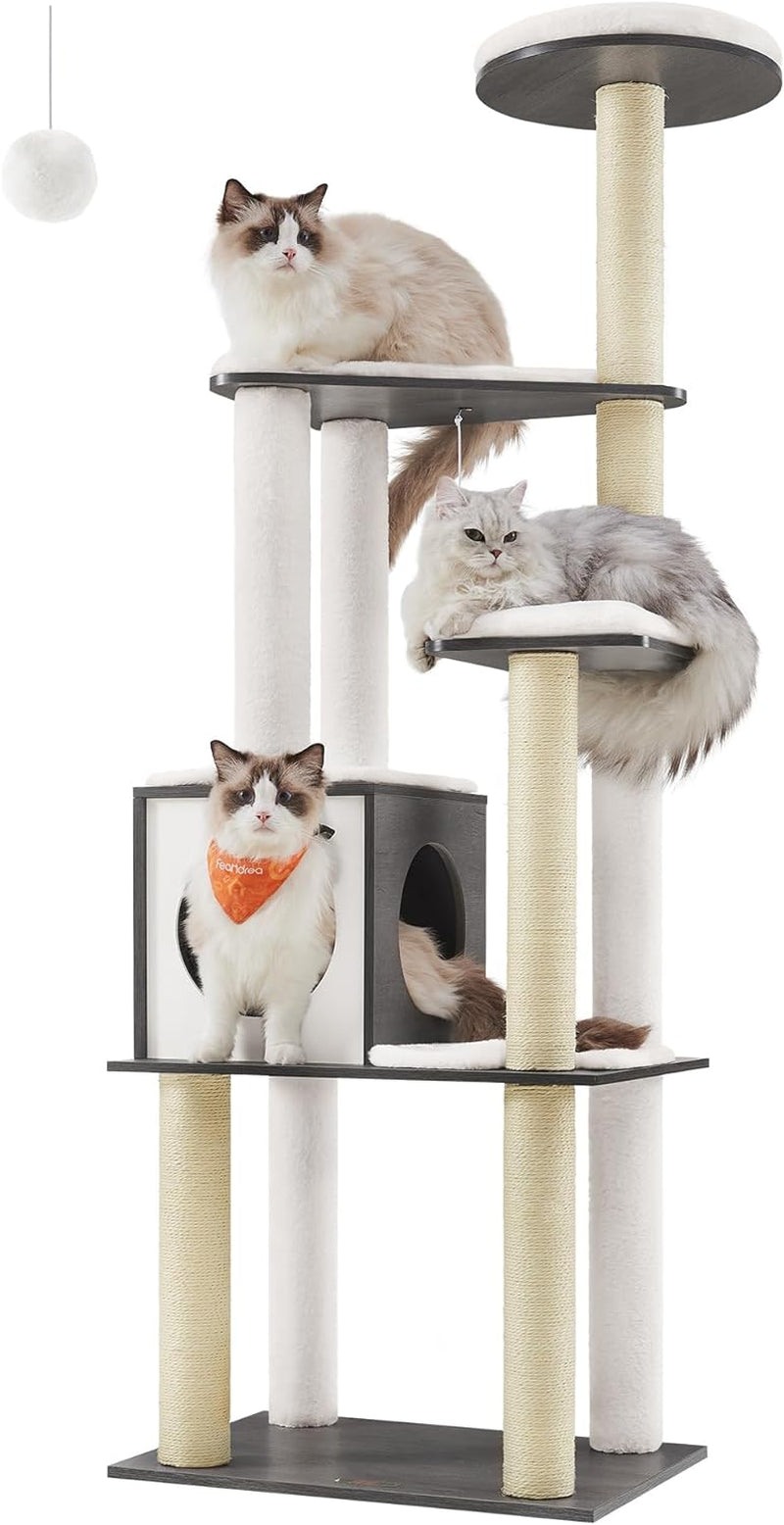 feandrea-cat-tree-64-6-inch-modern-cat-tower-multi-level-condo-with-5-scratching-posts-perch-washable-removable-cushions-cave-rustic-brown-upct166x01