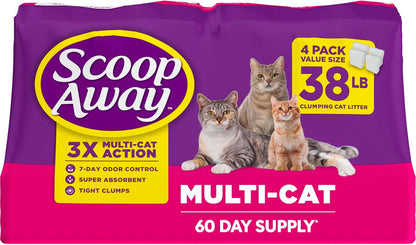 Scoop Away Multi Cat Clumping Cat Litter, Meadow Fresh Scent, 38 Pounds (Package May Vary)1