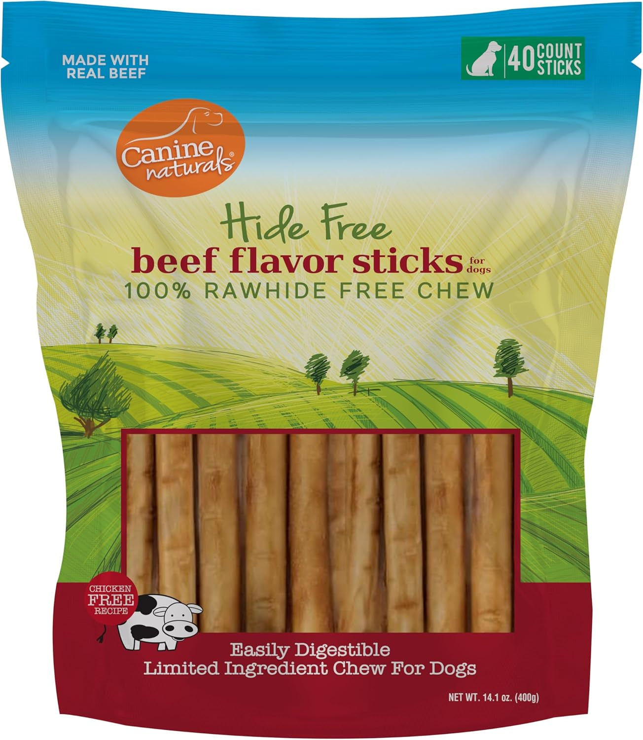 canine-naturals-rawhide-free-beef-receipe-dog-chews-sticks-40-count-100-rawhide-free-made-with-real-beef-poultry-free-all-natural-easily-digestible-5-in-sticks-dog-treats-bulk-pack