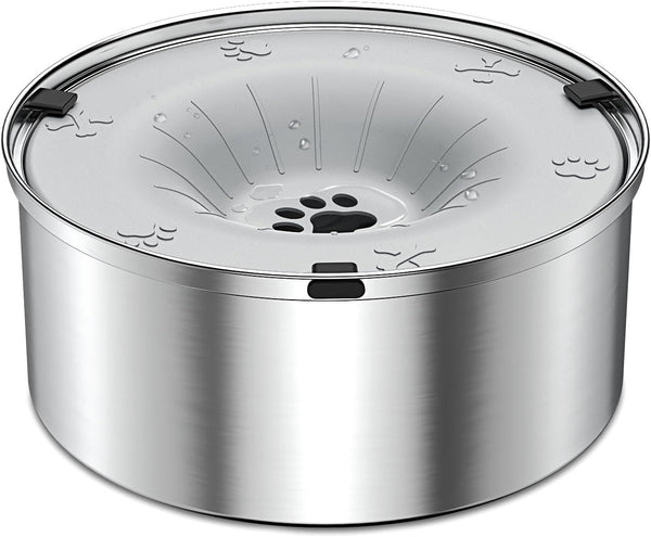 SCHITEC Dog Water Bowl No Spill 40Oz/1.2L Slow Drinking Anti-Splash Stainless Steel Dog Bowl with Floating Disk, Spill Proof Pet Travel Water Dispenser for Sloppy Messy Drinkers(Light Gray)1