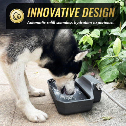 FICUSWIN 135OZ Automatic Water Dispenser for Large Dogs Patented Outdoor Dog Water Bowl Dispenser Automatic Dog Feeder Fit 3/4'' GHT Faucet Dog Waterer Include Water Hose Extra-Large Drinking Area7