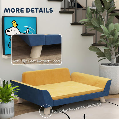 Pawhut Dog Sofa Bed, Pet Couch for Small Dogs with Soft Cushion, Removable Washable Cover, Elevated Dog Bed Couch with Anti-Slip Foot Pads, Orange | Pet Sofa, Removable Washable Cover, Elevated Pet Bed Couch, Anti-Slip Foot Pads5