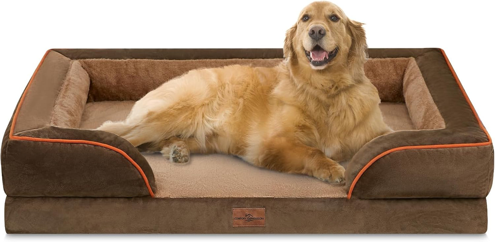 comfort-expression-orthopedic-dog-bed-for-extra-large-dogs-with-bolster-waterproof-dog-couch-bed-with-washable-cover-non-slip-bottom-supportive-egg-crate-foam-xl-pet-bed-42x30-inch