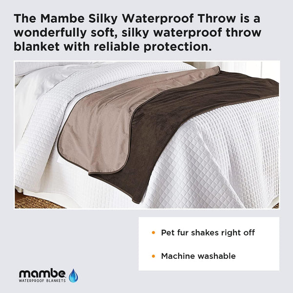 Silky Waterproof Throw for Protecting Furniture Bed Couch from Stains Caused by Dogs, Cats, Incontinence. Soft, Washable, Reversible (Size Small 2Pack 30X35 Inches, Color Chocolate/Cappuccino)2