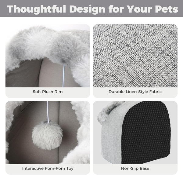 Avont Cat Bed Cave for Indoor Cats, Semi-Enclosed with Washable Cushion | Anti-Slip Bottom, Warm Plush, for Kittens & Small Dogs under 10 Lbs (M)4