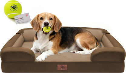 Waterproof Orthopedic Dog Bed for Extra Large Sized Dogs | Memory Foam Pet Bed Sofa with Bolster, Dog Couch with Washable Cover & Non-Slip Bottom, 42X30 Inch, Grey15