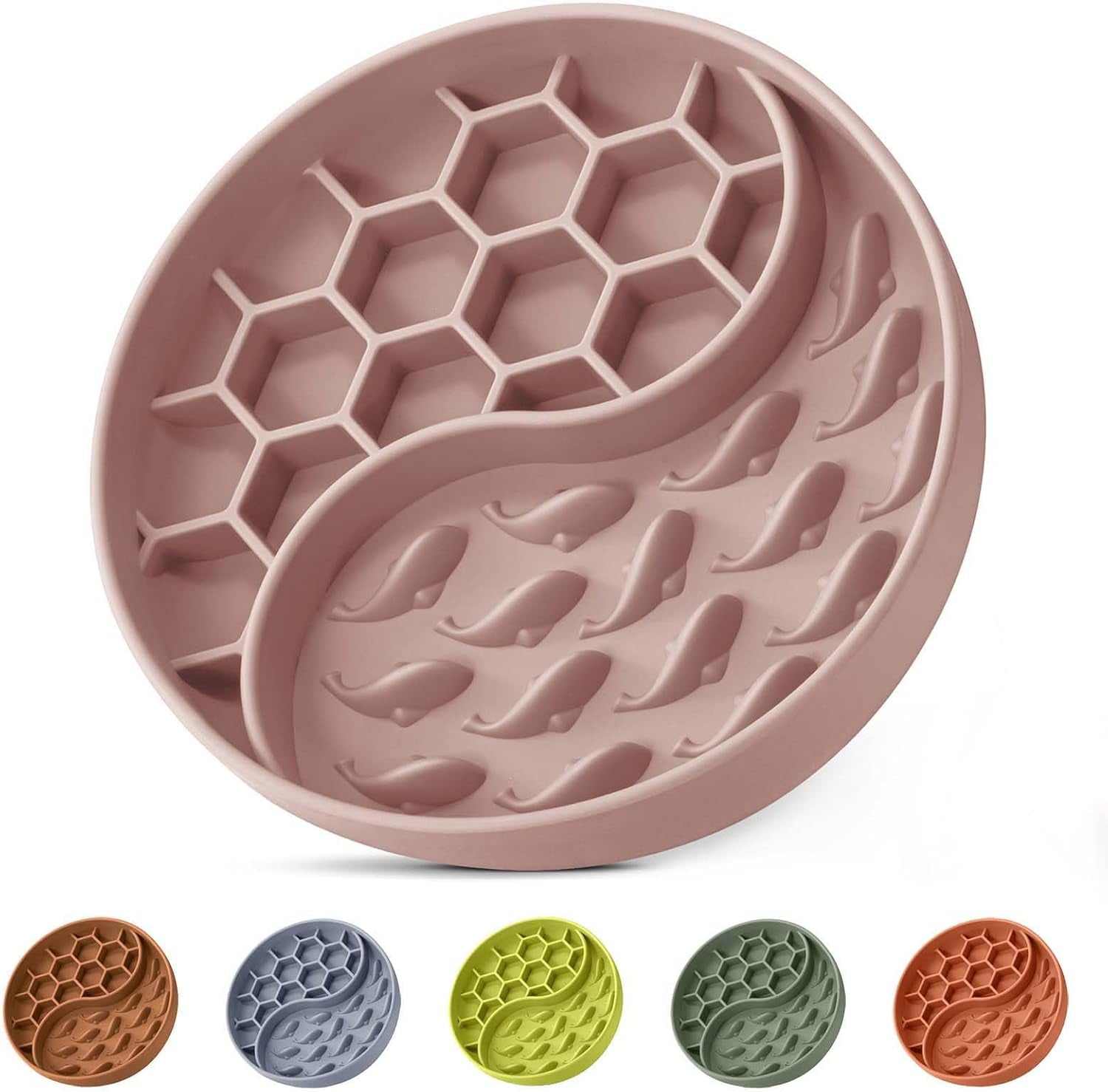 slow-feeder-dog-bowls-silicone-pet-food-bowls-with-suction-cups-non-slip-dog-feeding-slow-down-pet-eating-speed-for-fast-eaters-anxiety-relief-fun-added-pink