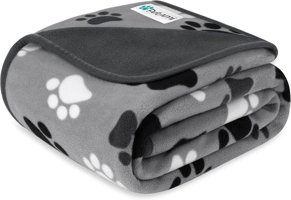 Petami Waterproof Dog Blanket for Couch, Pee Proof Reversible Cat Blanket for Sofa Bed Furniture Protector, Soft Fleece Washable Pet Throw for Dogs Cats Puppies Kittens, 40X60 Black Gray10