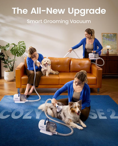 Oneisall Dog Grooming Vacuum Kit with 6 Tools | Powerful 15000Pa Suction, Clippers, Trimmer & Nail Grinder ≤59Db, 2L Large Canister, Easy to Clean & Empty2