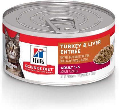 Hill'S Science Diet Adult 1-6 Wet Cat Food Variety Pack | #1 Veterinarian Recommended, Savory Entrée Turkey & Liver, Chicken, and Turkey, 5.5 Oz. Cans, 12-Pack14