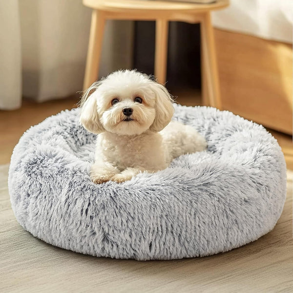 JOLLYVOGUE Small Dog Bed, Calming Soft Anti-Anxiety Donut Cat Bed, Washable round Fluffy Cushion for Small and Medium Pets (20")33
