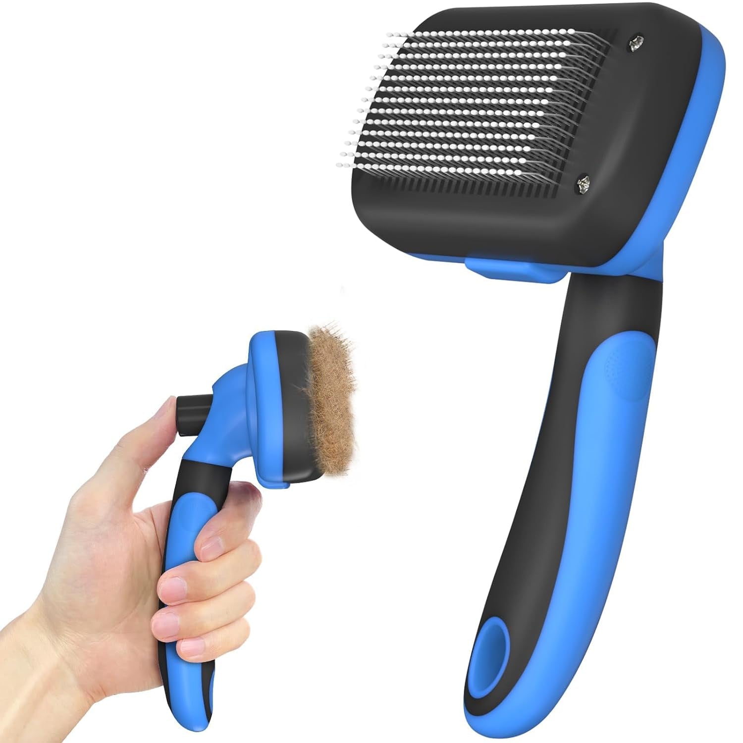 dipoo-self-cleaning-shedding-brush-skin-friendly-grooming-tool-for-dogs-cats-and-puppies-deshedding-and-hair-removal-for-long-and-short-haired-pets-black